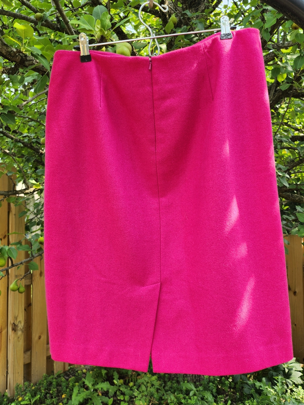 Talbots Sz 14 Hot Pink Wool Blend A-line Skirt - Picture 3 of 7